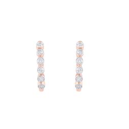 Shining Diamond and Rose Gold Hoop Earrings