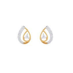 Drop Design Yellow Gold and Diamond Studs