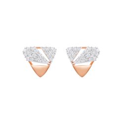 Triangular Design Diamond and Rose Gold Studs