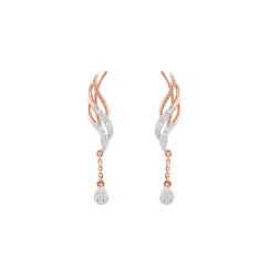 Glossy Leaf Design Diamond Earcuff Earrings