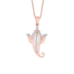 Resplendent Ganesha Diamond Pendant in 18 KT Rose Gold