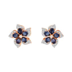 Floral Blue Topaz and Diamond Earrings