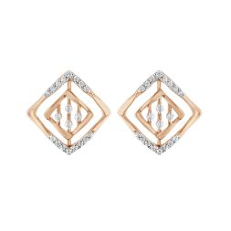 Attractive Diamond and Rose Gold Earrings