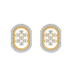 Geometric Diamond and Yellow Gold Earrings