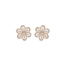 Floral Design Rose Gold and Diamond Earrings