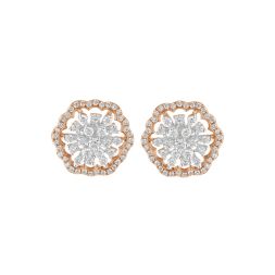 Mandala Design Rose Gold and Diamond Studs