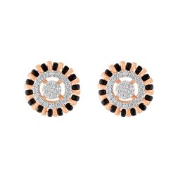 Radiant Diamond and Black Bead Earrings