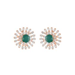 Glowing Green Onyx and Diamond Studs