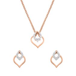 Sparkling Oval Pendant and Earrings Set in 14Kt Rose Gold