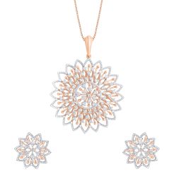 Floral Story Rose Gold Diamond Pendant Set