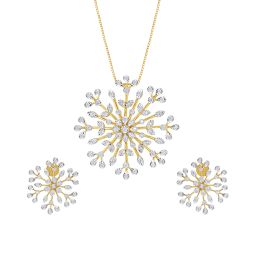 Floral Burst Miracle Plate Diamond Pendant Set