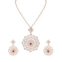 Lustrous Rose Gold Circular Designed Jewellery Set