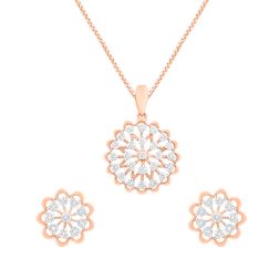 Radiant 18Kt Rose Gold Earrings and Pendant Set