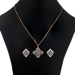 Aesthetic Rose Gold Floral Pendant Set