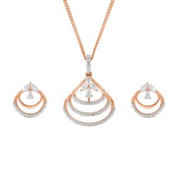 Gleaming Geometric Design Pendant Set