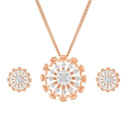 Round Cluster Diamond Pendant Set