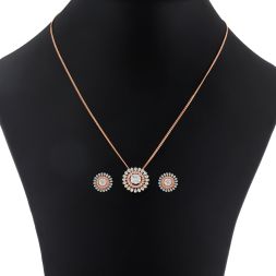 Fine Diamond and Rose Gold Pendant Set