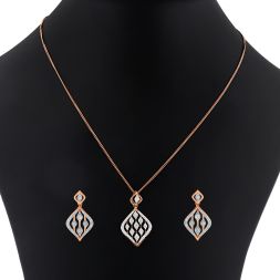 Delicate Geometric Rose Gold Pendant Set