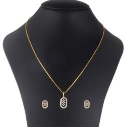 Geometric Diamond and Yellow Gold Pendant Set