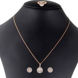 Classic Diamond and Rose Gold Pendant Set