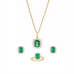 Geometric Green Stone Jewellery Set