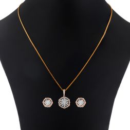 Mandala Design Diamond Pendant Set