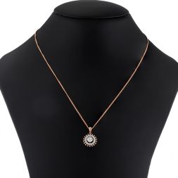 Radiant Diamond and Black Bead Pendant