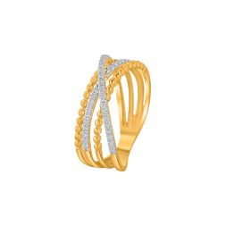 Crisscross Design Yellow Gold Finger Ring