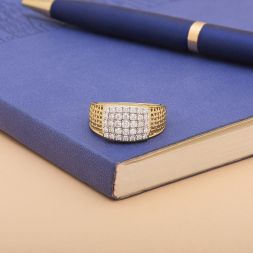 Contemporary Diamond and Yellow Gold Men's Ring