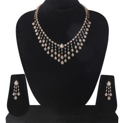 Resplendent Drop Design Diamond Necklace Set