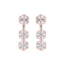 Floral Diamond and Rose Gold Earrings