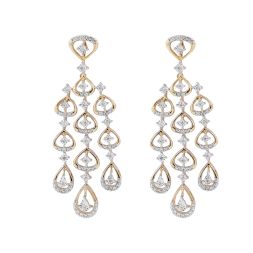 Graceful Diamond and Yellow Gold Danglers