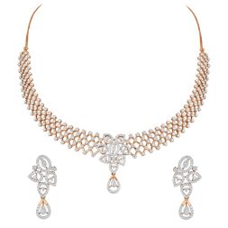 Eclectic Earrings and Necklace Set with Diamonds