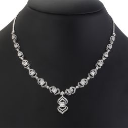 Embellished Diamond and White Gold Necklace Set