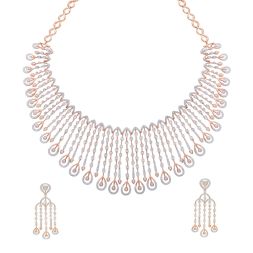 Scintillating Earrings and Necklace Set With Diamonds