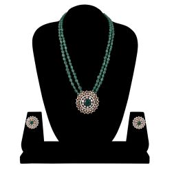 Green Stone Cocktail Diamond Necklace Set