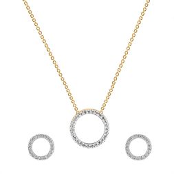 Glimmering Geometric Design Diamond Necklace Set