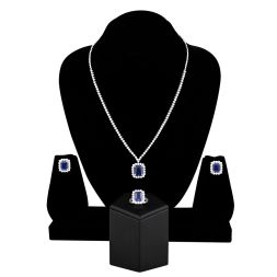 Breathtaking Crown Star Blue Gemstone and Diamond Pendant Necklace Set