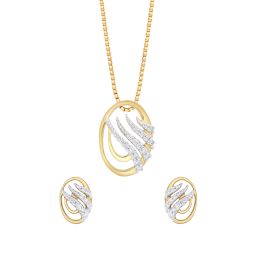 Oval Designer Pendant and Earrings Set