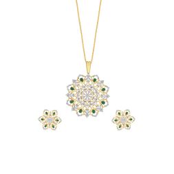 Classy Pendant and Earrings Set Studded witth Diamonds