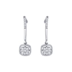 Geometric Design Diamond and Platinum Earrings