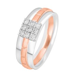 Cubic Dual Toned Diamond Platinum Ring For Men