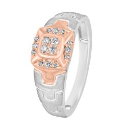 Glossy Men's Rose Gold and Diamond Finger Ring