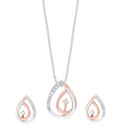 Divine Brilliance Diamond Platinum Pendant Set