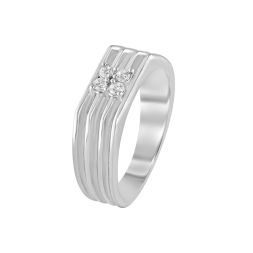 Ridged Platinum Men's Finger Ring