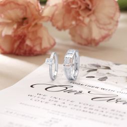 Eternity Platinum and Diamond Couple's Finger Rings