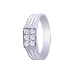 Square Design Diamond and Platinum Men's Finger Band