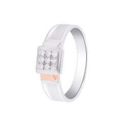 Bejewelled Platinum and Rose Gold Men's Finger Ring