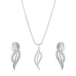 Contemporary Swirl Platinum Diamond Pendant Set