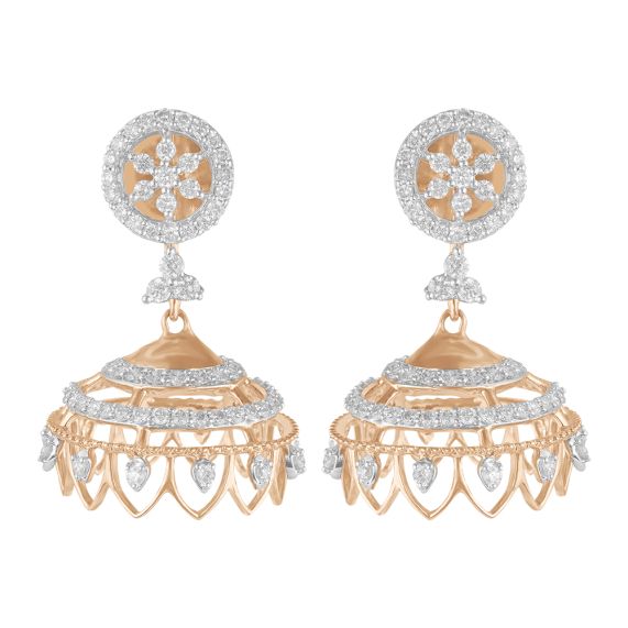 Buy Gorgeous 14KT Rose Gold Jhumka Design Earrings OER21069 D400X0C Online at ORRA